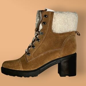 Marc Fisher Hiker Lace-Up Leather Ankle Boots Lakynn 8M